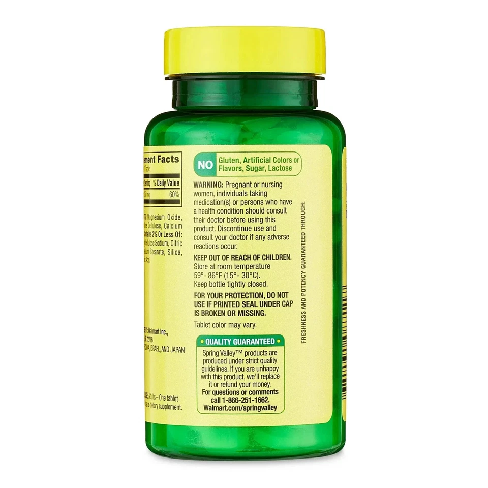 Spring Valley Magnesium Tablets Dietary Supplement, Support 250 Mg, 100 Count - Image 3 of 4