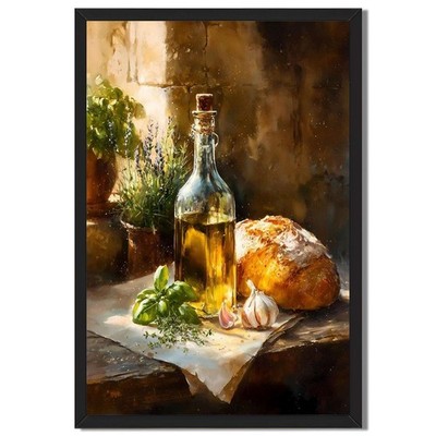 Bread and Olive Oil Still Life Canvas Oil Paintings Reproduction