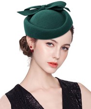 Wool Fascinator Pillbox Hat Winter British Wool Felt Hat for Women Wedding Ch...