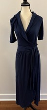 NWT Quince Navy Blue Tencel Midi Wrap Maxi Dress Size Small New