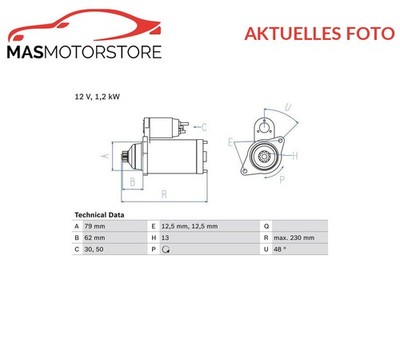 MOTOR ANLASSER STARTER BOSCH 0 986 029 120 P FÜR VW GOLF VII,POLO,BEETLE,PASSAT