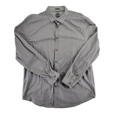 B Lux Men's Gray Stretch Cotton Blend Long Sleeve Dress Shirt Size XL
