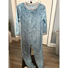 Carters Toddler Boys 4T Blue Fleece Woodland Animal Footed Pajamas Moose Feet