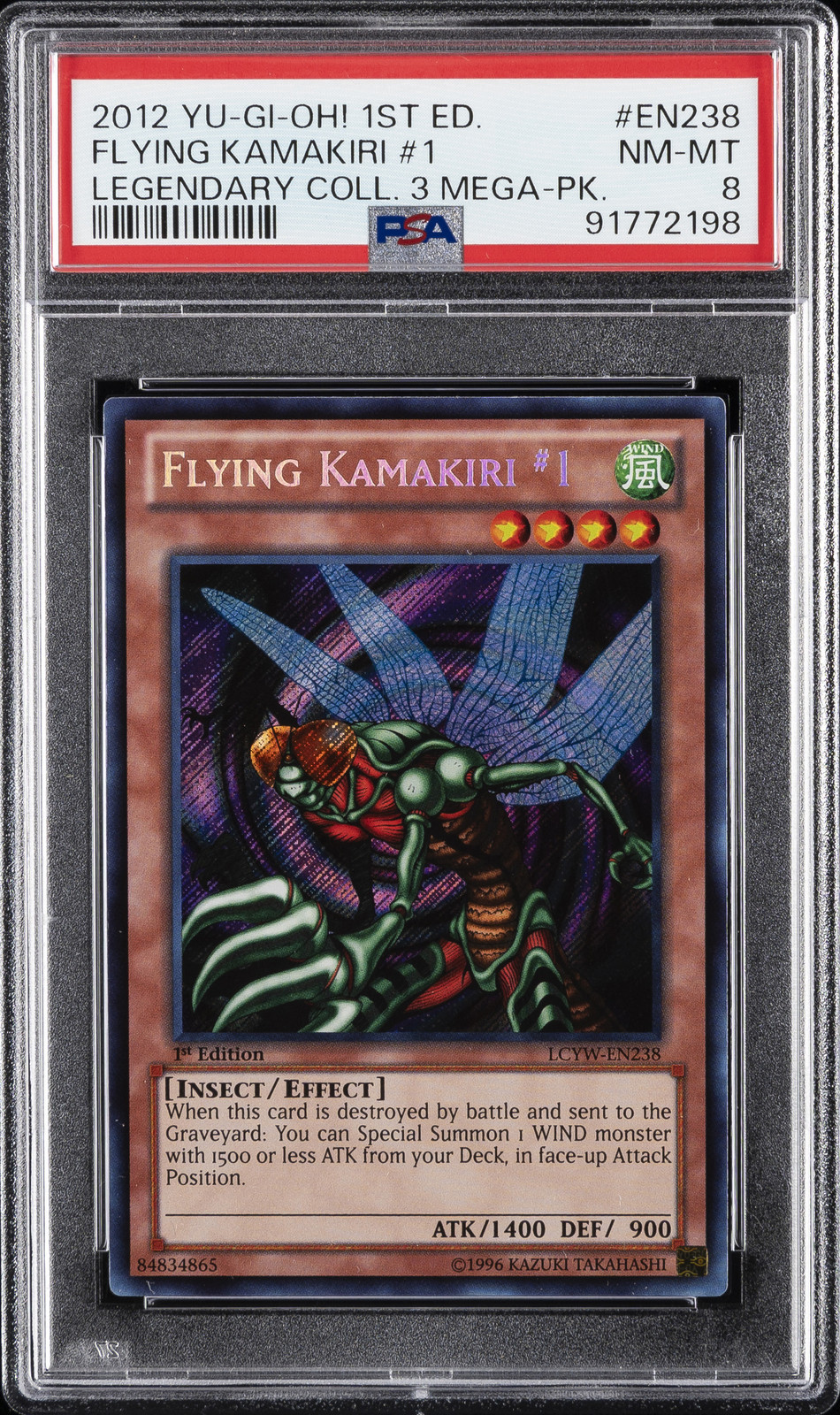 2012 Yu-Gi-Oh Legendary Collection 3 Mega-Pack 1st Ed EN238 Flying Kamakiri #1 PSA 8 Gem Mint