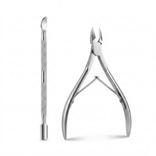 2 Pack Stainless Steel Cuticle Nipper  Pusher, 3.62 x 2.72 inches, Silver
