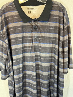 Reebok Golf Polo Shirt Men s 4XL, Big & Tall, Charcoal/Blue Pinstripe.