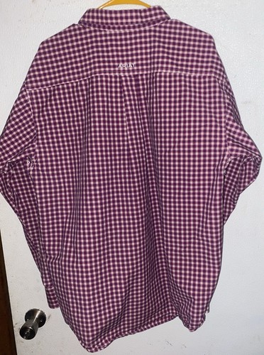 Camisa Ariat Pro Series Abotonada Manga Larga Roja Blanca Azul Cuadros Talla L - Imagen 10 de 11