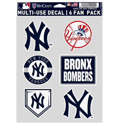 New York Yankees Multi-Use 6 Fan Pack MLB Decal Stickers 