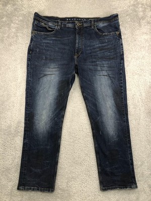Sean John Jeans Mens 42x29 (Tag 42x30) Blue Athlete Tapered Stretch Distressed