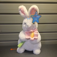 FAO Schwarz Glow Lights Up Toy 12  Plush LED w/Sound White BUNNY W Flower NWT
