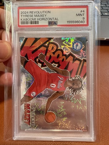 Tyrese Maxey #4 2024 Panini Revolution Kaboom Horizontal card