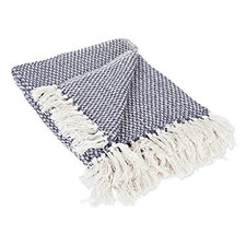 100 Cotton Basket Weave Throw for Indoor/Outdoor Use 50x60" Nautical Blue