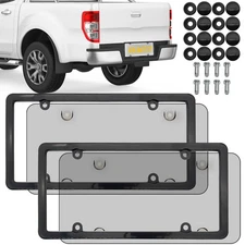 2pc Clear License Plate Tag Frame Covers Bubble Shields Protector for Car Truck