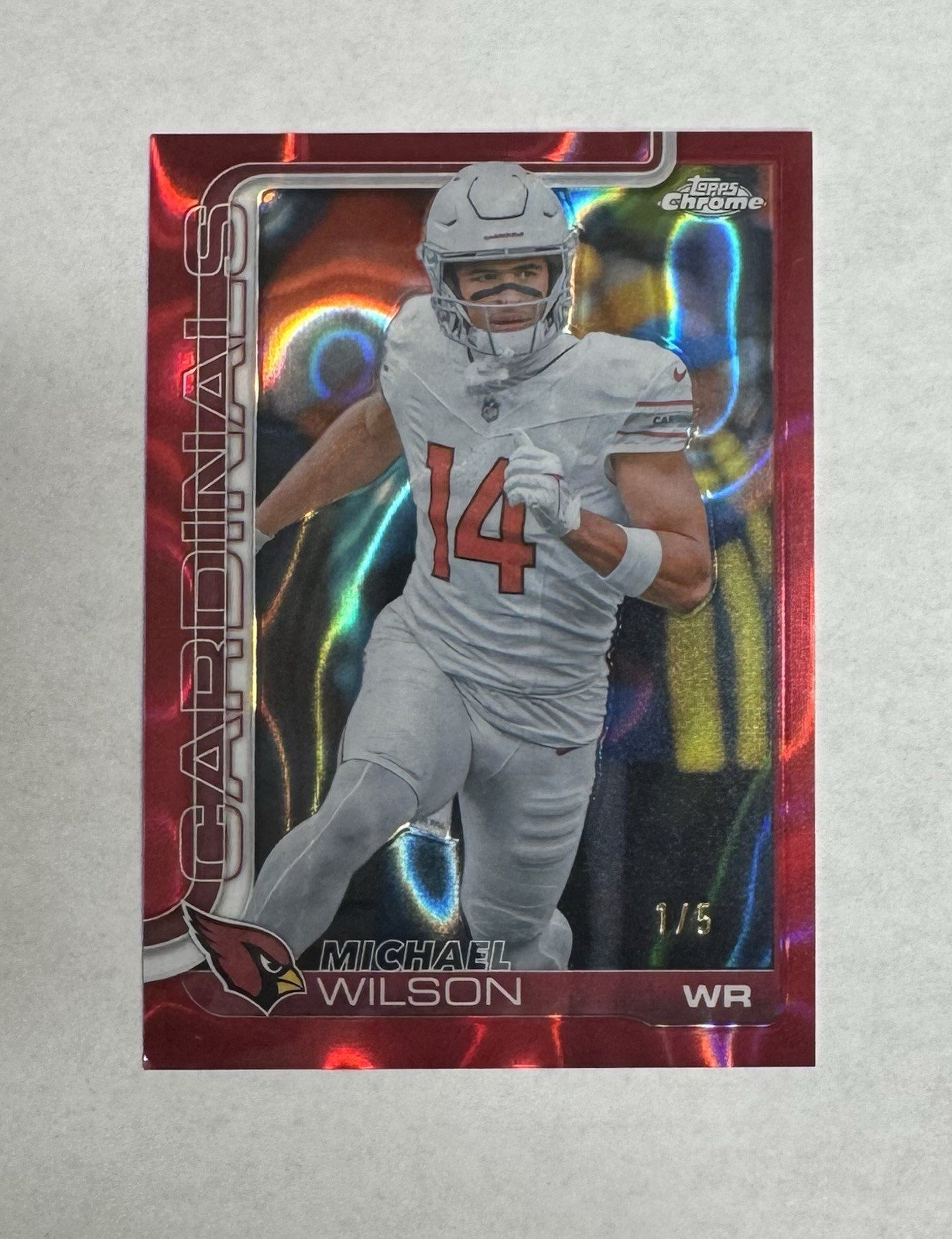 Michael Wilson 2025 Topps Chrome #2 Red Refractor 1/5 First On Print Cardinals
