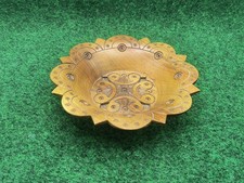 Vintage wooden jewelry dish Footed Wood Turne...