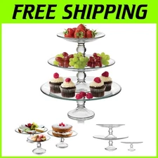 Elegantly Curved 3-Tier Glass Serving Stand - Dishwasher Safe Dessert Display