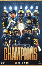 Michigan Wolverines 2024 College Football National Champions Poster 11 x 17"