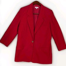 Vtg Talbots 100 Worsted Wool Career Blazer Womens Sz 12 Ruby Red Jacket Lined