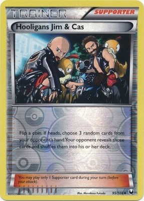 Moderately Played, English Pokemon Reverse Holo Hooligans Jim & Cas - 95/108 - U