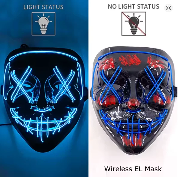 LED Purge Maske Neon Licht Karneval Fasching Halloween Cosplay Party - Bild 4 von 4