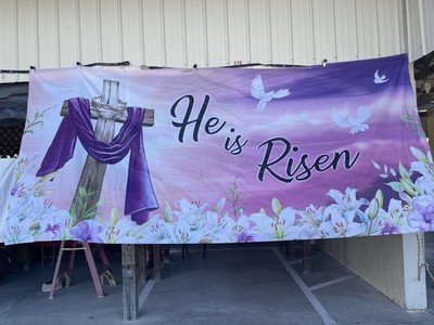 Festive 13 x 6 ft Easter Garage Decoration - 'He is Risen' Symbol Easter