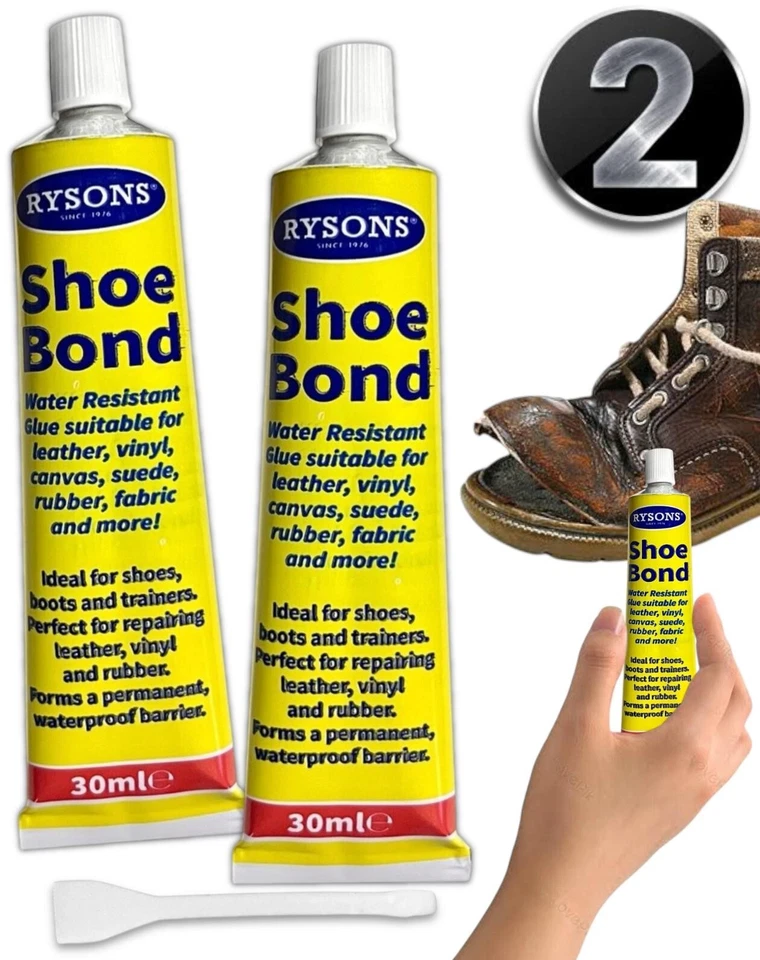 RYS 2 Pcs SHOE BOND Glue Adhesive Flexible Shoes Trainers Clothes Fabric Boot Sole