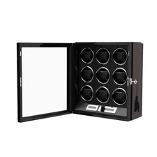 DUKWIN Automatic 9 Watches Watch Winder LCD Remote Control Display Box Case LED