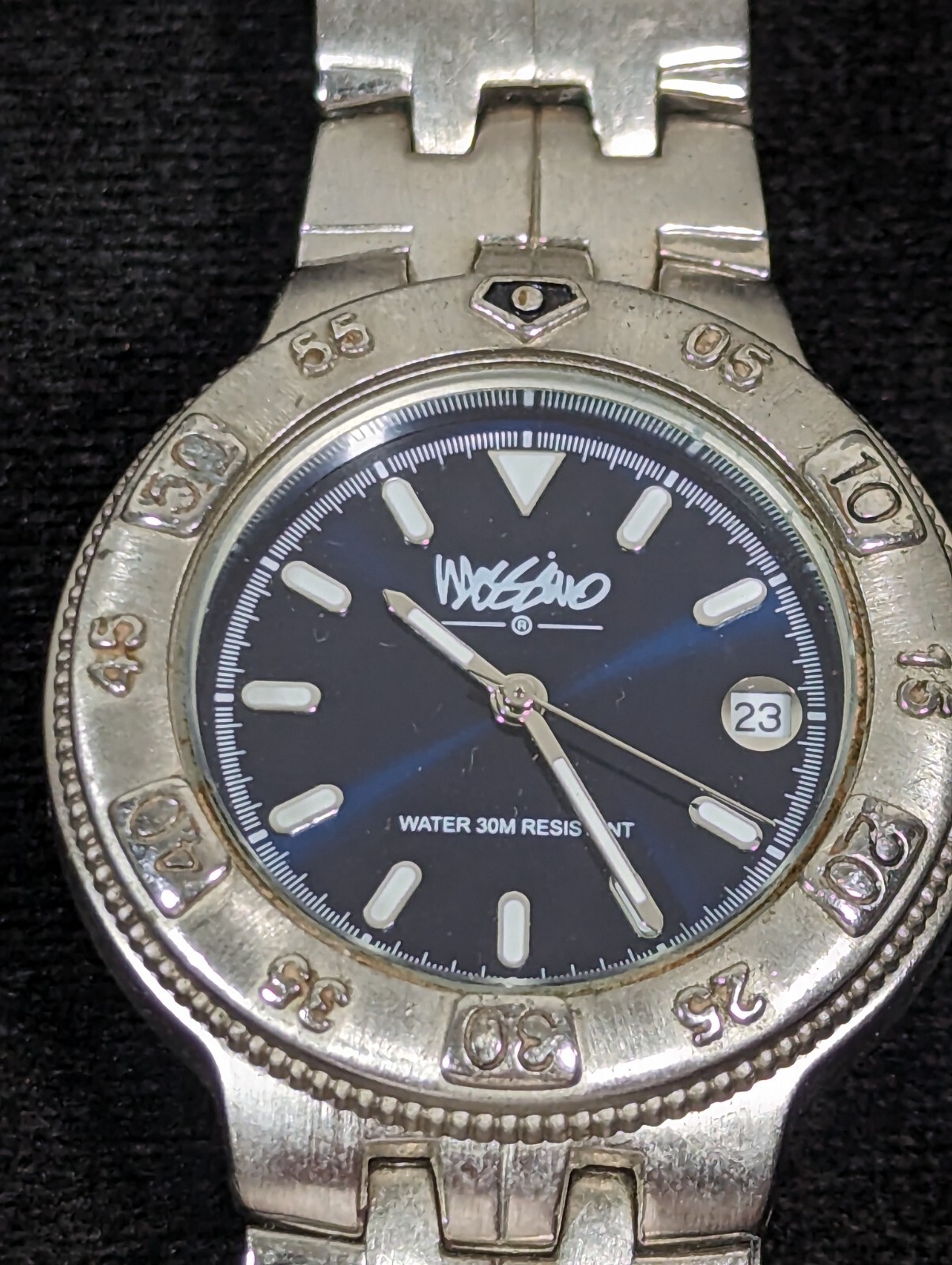 Mossimo Blue Dial Date Indicator Silver Tone Stai… - image 1