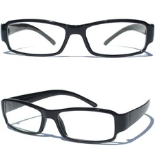 BLACK POLISHED FRAME CLEAR LENS GLASSES RETRO Smart Teacher Student HIPSTER NEW