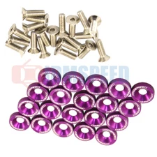 Purple 20 pcs  Aluminum Fender Washer/Bolt Engine Bay Dress Up Kit