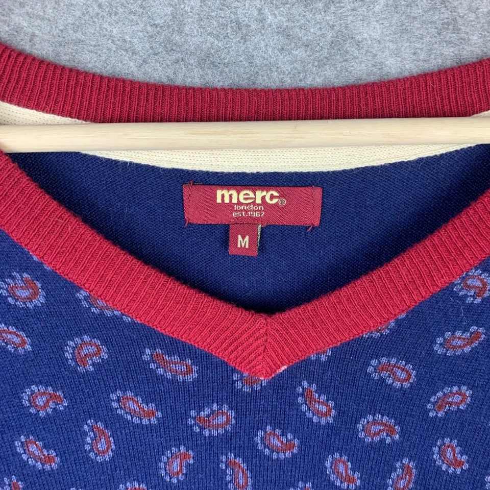 Suéter Jersey Tejido Apretado Mezcla Cachemira Diseñador Merc London Azul M Foto 4 de 4