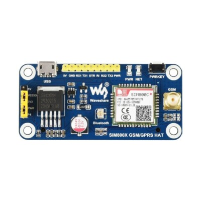 SIM800C GSM GPRS Bluetooth HAT for Raspberry Pi Support 2G Communication SMS