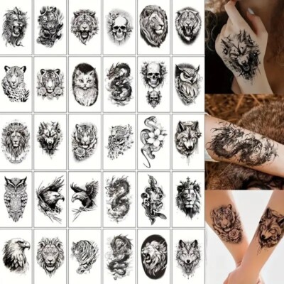 30Sheets Temporary Arm Body Fake Tattoo Sticker Waterproof for Men Women Adults