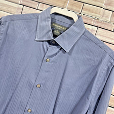 Banana Republic mens M shirt blue stripe full button long sleeve cotton 15-15.5