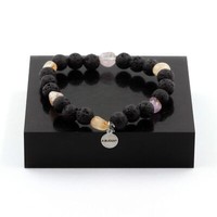 Steine Und MinéRaux. Quarz Armband Amethyst Rutil Du Brazilien + Perlen Lava 8