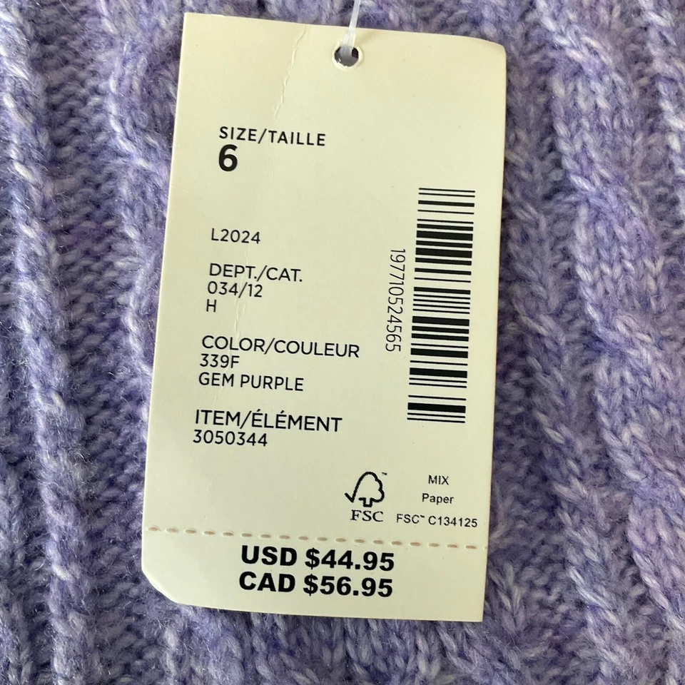 Suéter Gymboree Tejido con Cable Niñas Talla 6 Púrpura Manga Larga Cuello Redondo Foto 4 de 4