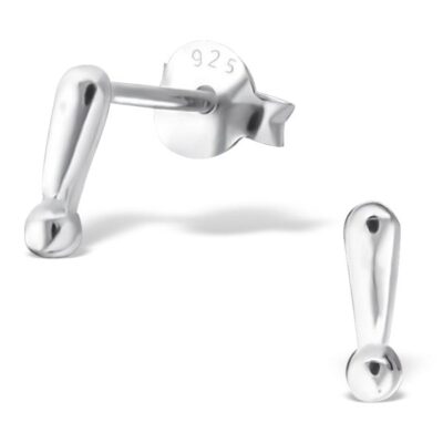 Silver Exclamation Point Studs - 925 Sterling Silver Exclamation Mark Earrings