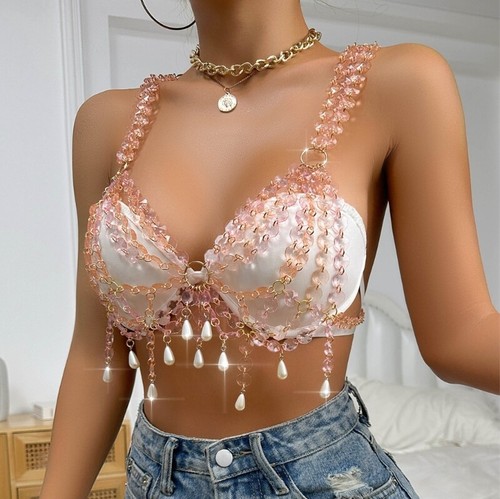 Elegant Acrylic Circles Bustier Music Festival Body Chain for Sophisticated Look - Picture 3 of 9
