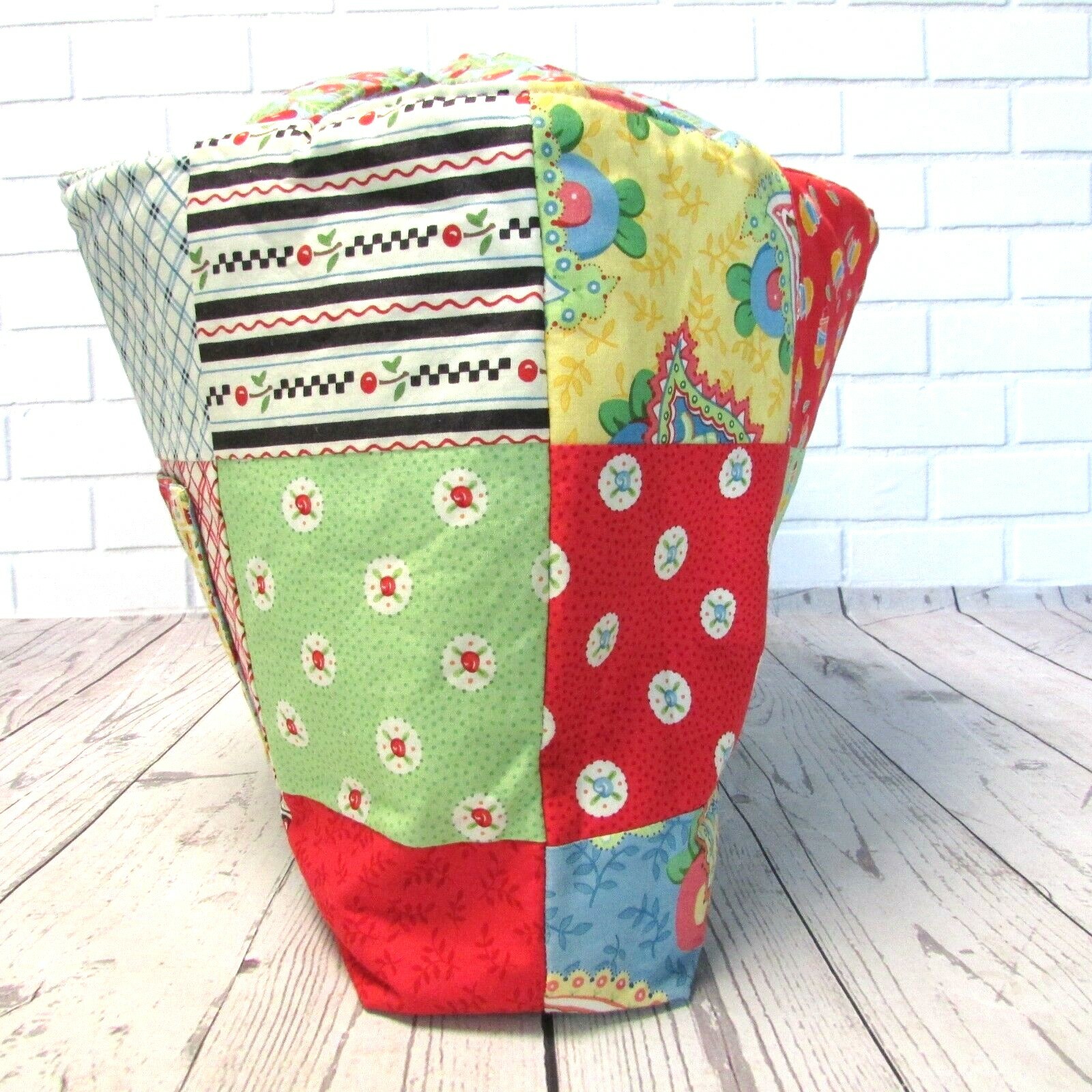 Patchwork Purse Tote Bag CHERRIES Multicolor Cott… - image 4