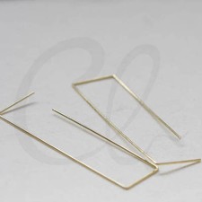 20 Pieces Raw Brass Earring Hooks-Ear Wires-Rectangle Hooks 50x15mm CW-3807C 