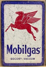 Mobil Gas Metal Wall Sign 12" x 8"