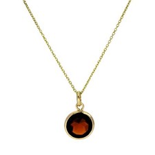 9ct Gold & Garnet CZ Round Necklace 16 - 20 Inches January