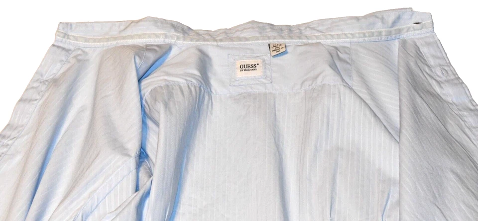 Camisa con botones de manga larga GUESS para hombre XL azul a rayas 100 % algodón Foto 4 de 4