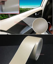 Beige Matte Car Part Interior Leather Grain Texture Film Vinyl Wrap Sticker - AB