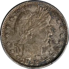 1892-P Barber Quarter PCGS AU58 Nice Eye Appeal Strong Strike