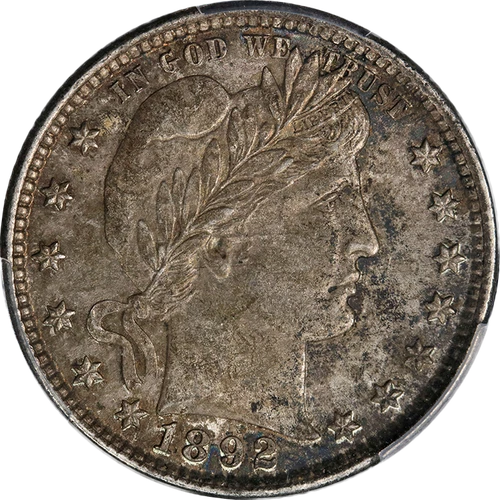 1892-P Barber Quarter PCGS AU58 Nice Eye Appeal Strong Strike