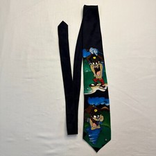 Vintage 1995 Looney Tunes Mania Mens Tie TAZMANIAN DEVIL TAZ Playing Golf