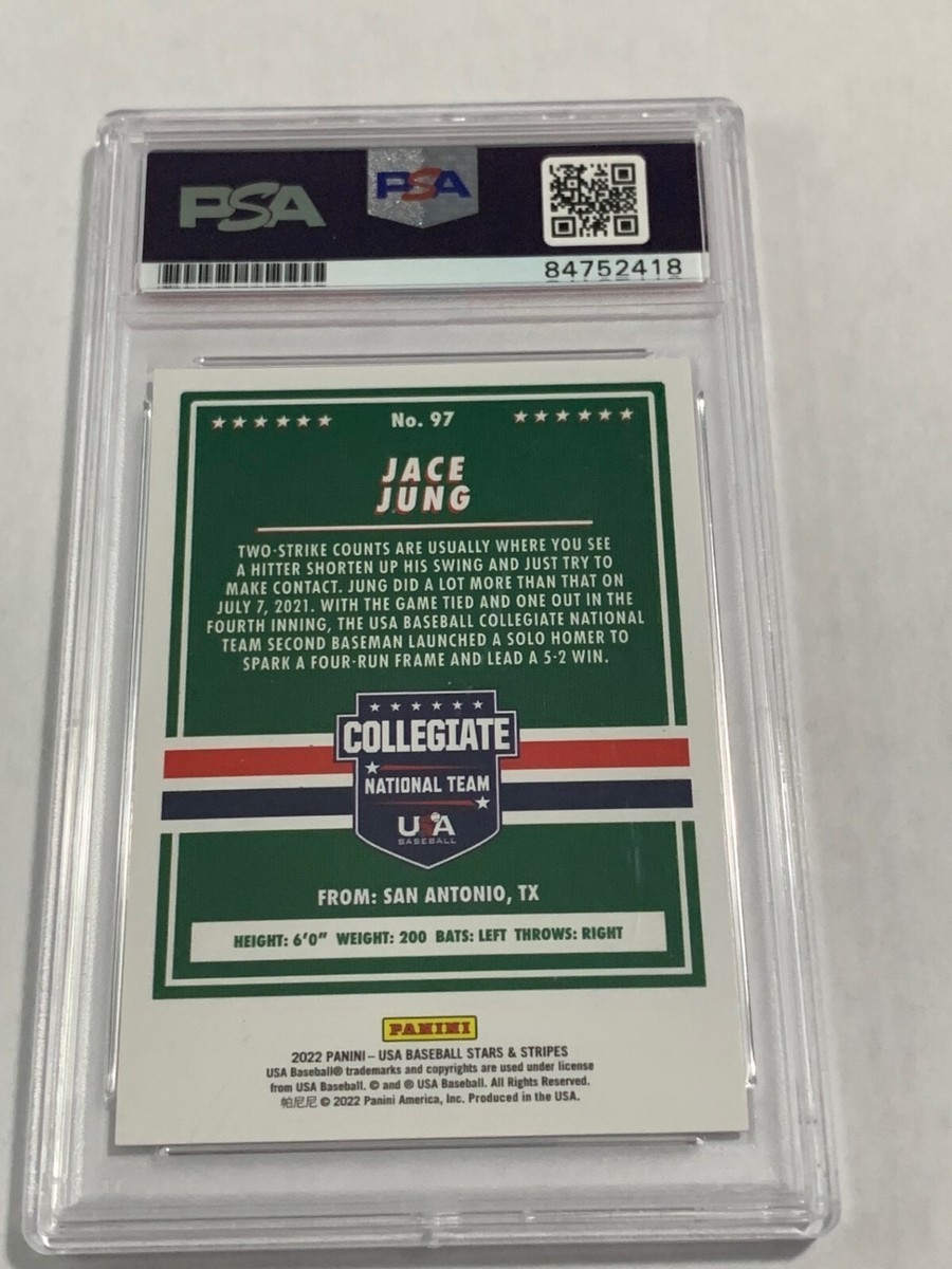 Jace Jung autograph signed 2022 Panini USA baseball card PSA 97