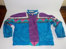 Vintage 90's Windbreaker Womens Large Lavon Jacket Color Block Nylon