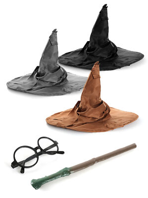 ZAUBERER HEXE HUT ZUBEHÖR HALLOWEEN BUCH FILM FIGUR ZAUBERSTAB BRILLE KONVOLUT